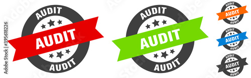 audit stamp. audit round ribbon sticker. tag