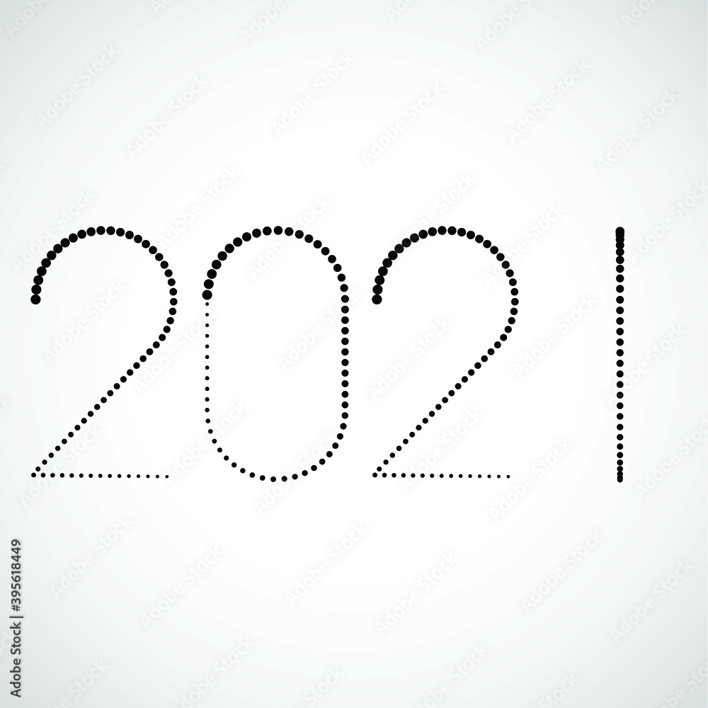 New year 2021. Halftone dots in linear form .vector New year 2021. Halftone dots in linear form .vector