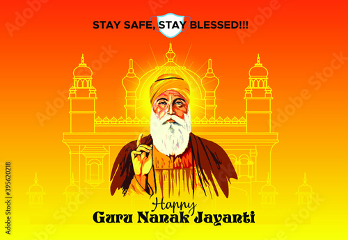 Sikh Guru Nanak Birth Day Jayanti cocept. Gurpurab Prakash Parv festival celebration