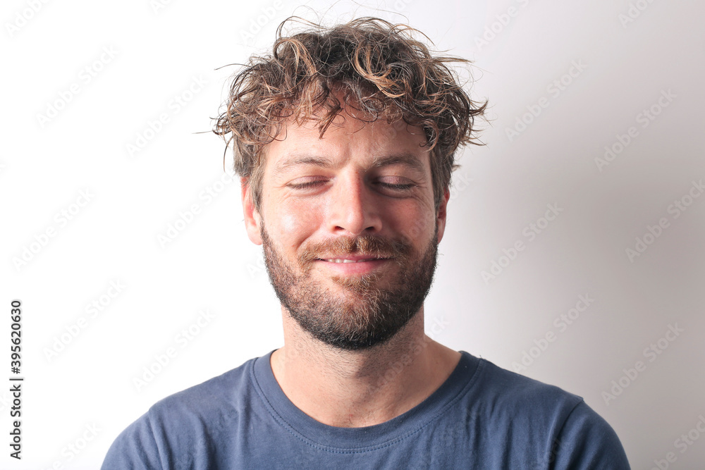 portrait of man with closed eyes portrait of man with closed eyes
