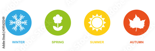 four seasons winter spring summer fall icon set vector illustration EPS10