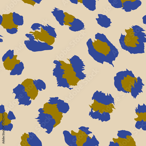 Leopard seamless pattern with blue fur