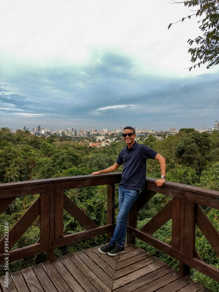 tourist visit the Bosque do Alemão or Germany Forest Public Park, in Curitiba, Parana State