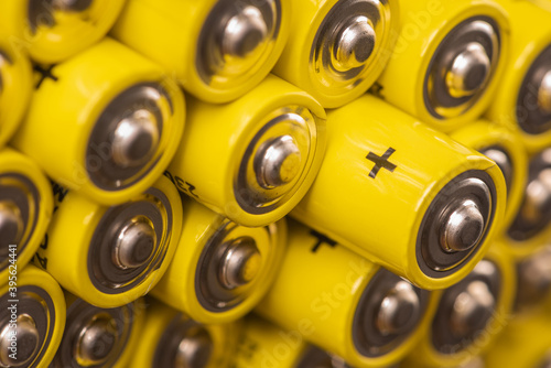 Alkaline battery AAA size with selective focus on single one