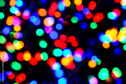 Blurred christmas multi color LED lights.