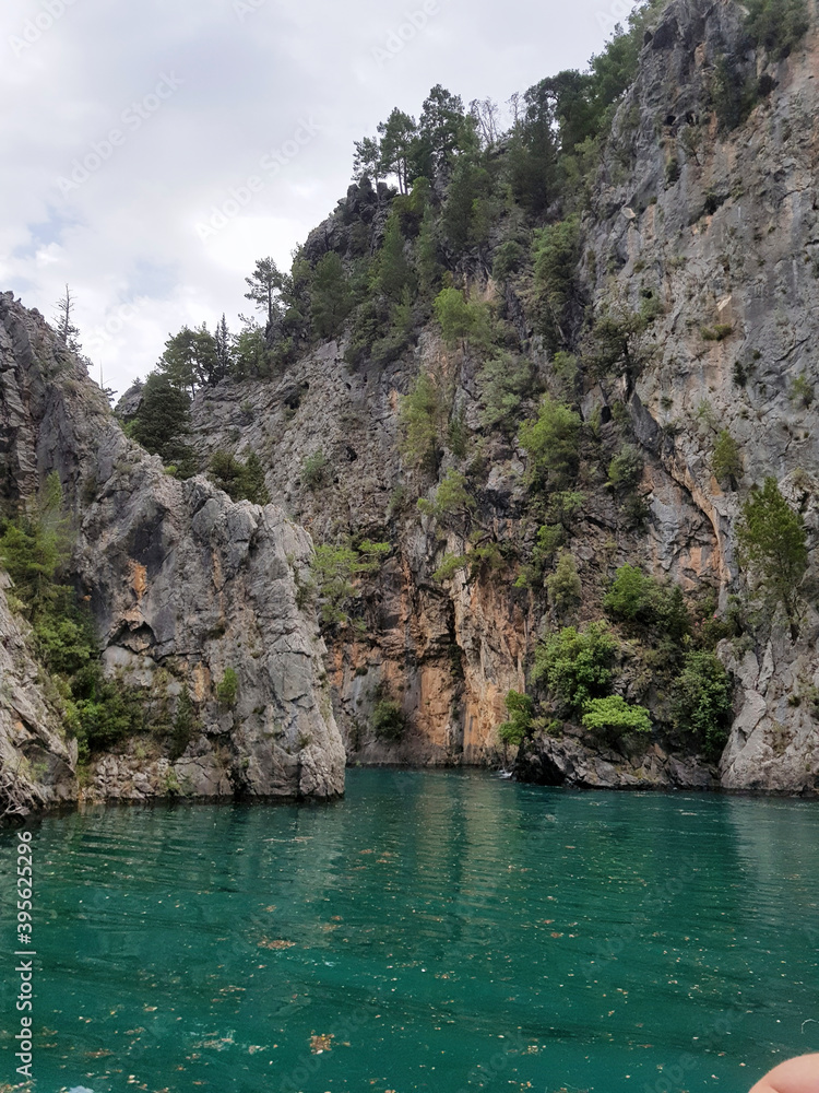 Green Canyon lake in Turkey. Mountain river. Mountain view Green Canyon lake in Turkey. Mountain river. Mountain view