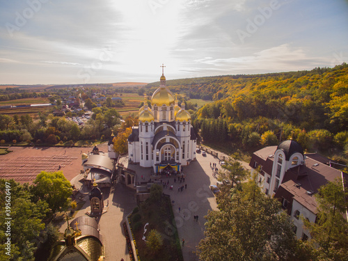 Aerial View of the Marian Spiritual Center in Zarvanytsia. Pilgrimage Place. photo