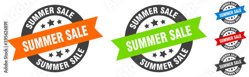 summer sale stamp. summer sale round ribbon sticker. tag