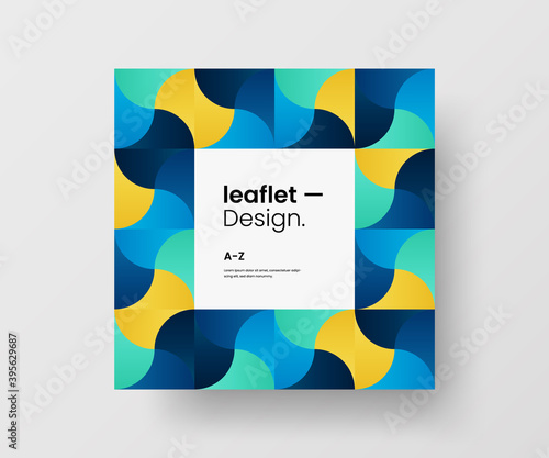 Modern abstract geometric illustration design layout. Quadrangle post card brochure template. Advertisement vector square banner mock up.