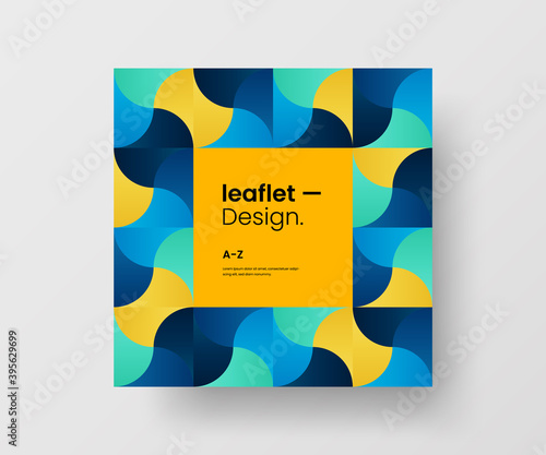 Modern abstract geometric illustration design layout. Quadrangle post card brochure template. Advertisement vector square banner mock up.