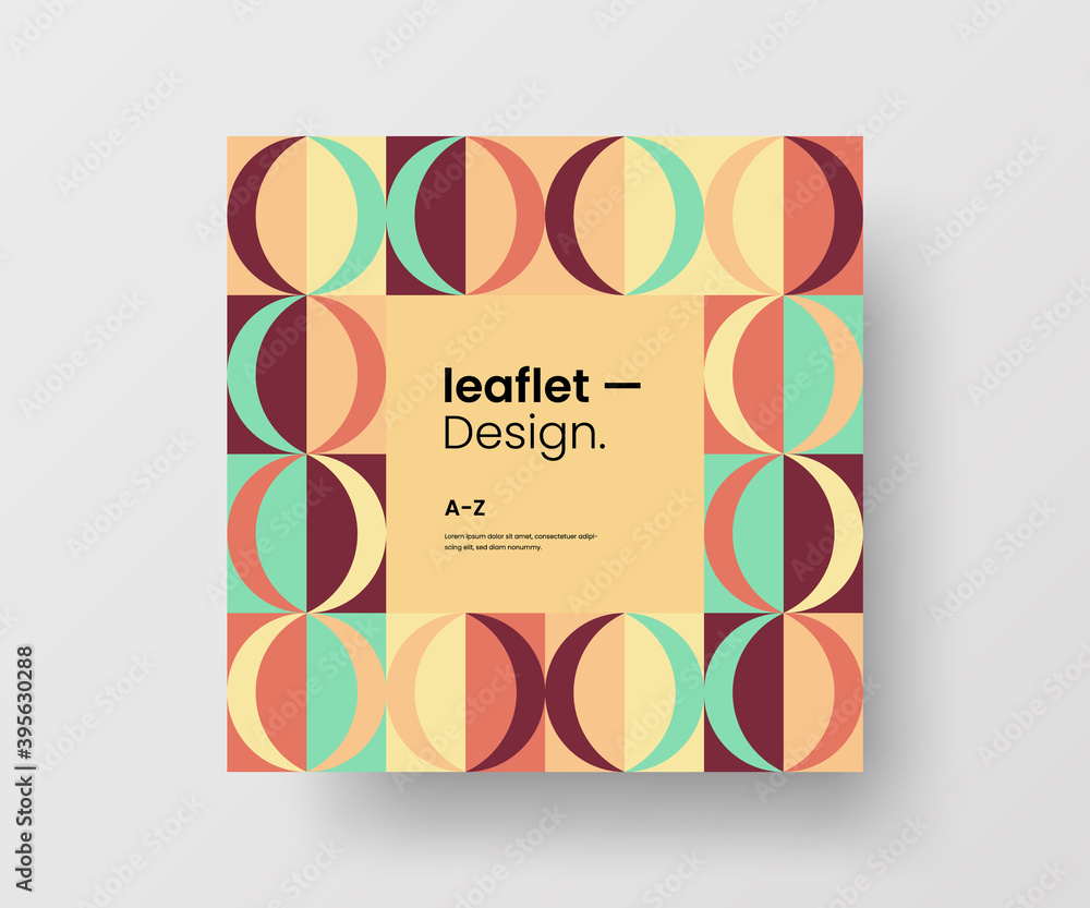 Obraz premium Modern abstract geometric illustration design layout. Quadrangle post card brochure template. Advertisement vector square banner mock up.