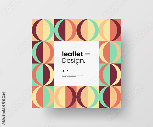 Modern abstract geometric illustration design layout. Quadrangle post card brochure template. Advertisement vector square banner mock up.