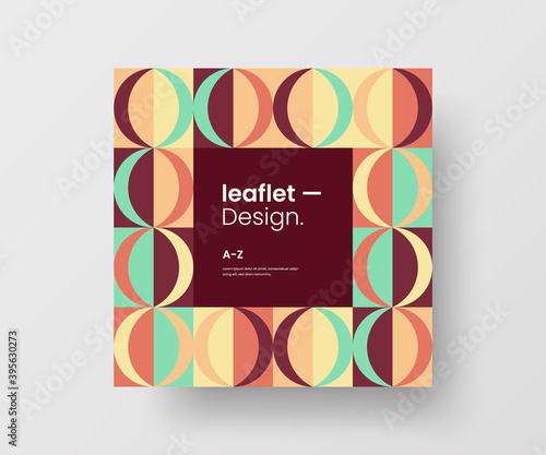 Modern abstract geometric illustration design layout. Quadrangle post card brochure template. Advertisement vector square banner mock up.