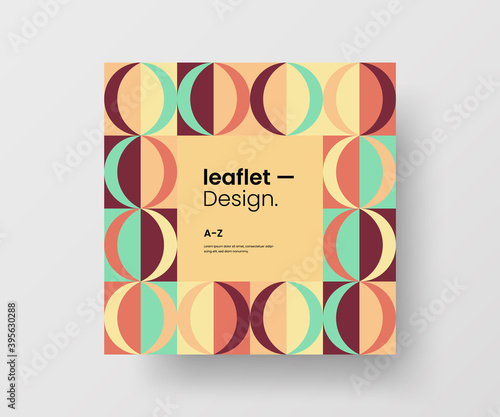 Modern abstract geometric illustration design layout. Quadrangle post card brochure template. Advertisement vector square banner mock up.