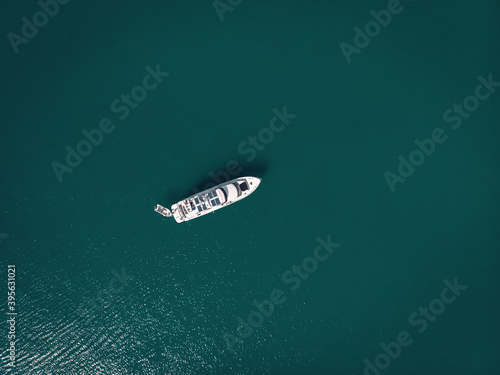Large Cruise ship sailing across The Andaman sea - Aerial image. Beautiful sea landscape