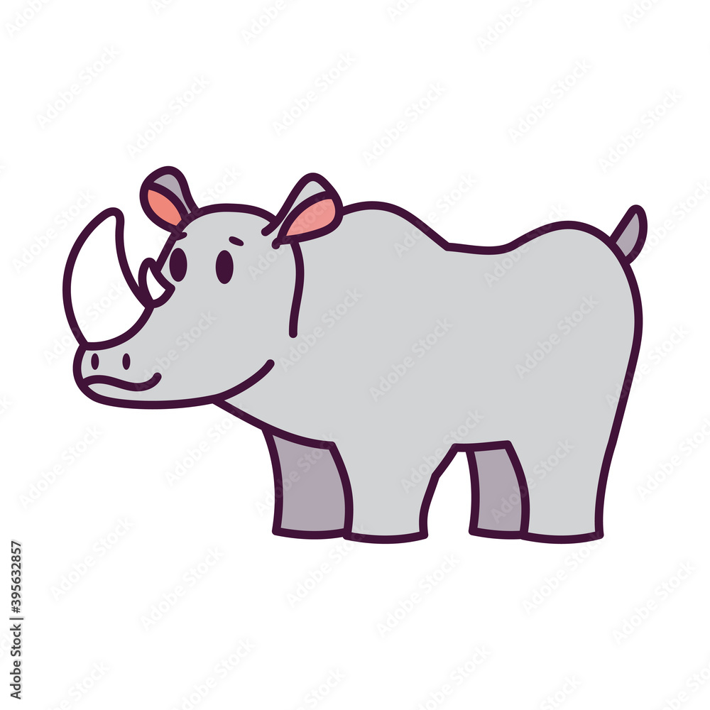 Naklejka premium Isolated cartoon of a Rhino - Vector illustration