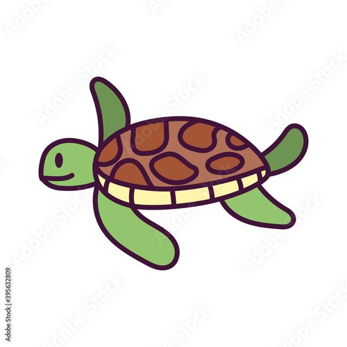Isolated cartoon of a turtle - Vector illustration