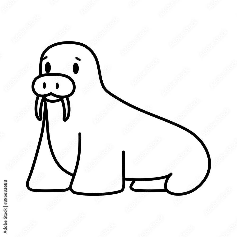 Isolated cartoon of a walrus - Vector illustration Isolated cartoon of a walrus - Vector illustration
