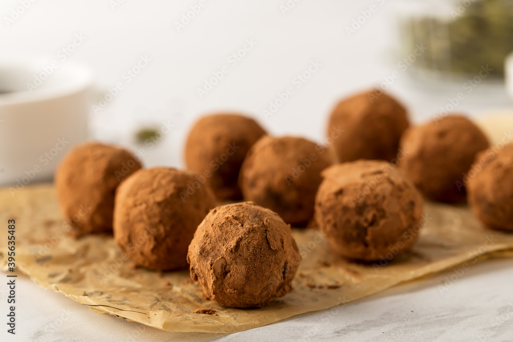 Healthy vegan chocolate truffles candy dessert, useful sweets Healthy vegan chocolate truffles candy dessert, useful sweets