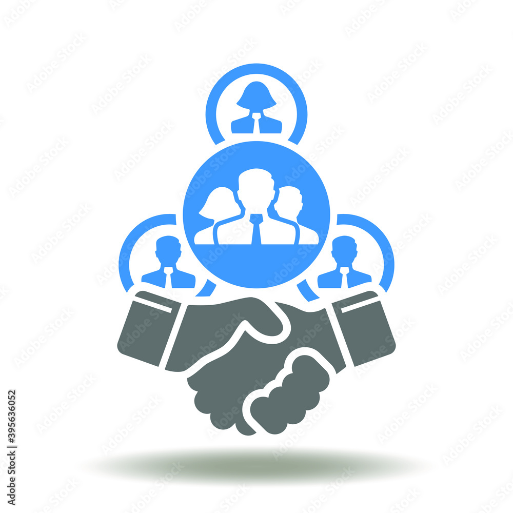 Handshake business partners group network icon vector. Collective