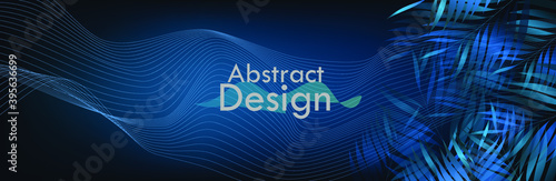 Vector banners with green tropical leaves on a dark background. Exotic wallpaper. vector illustration