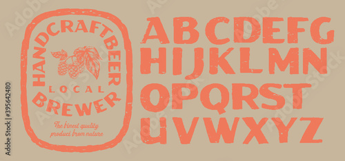 Brewery vintage alphabet font. Custom handwritten alphabet.