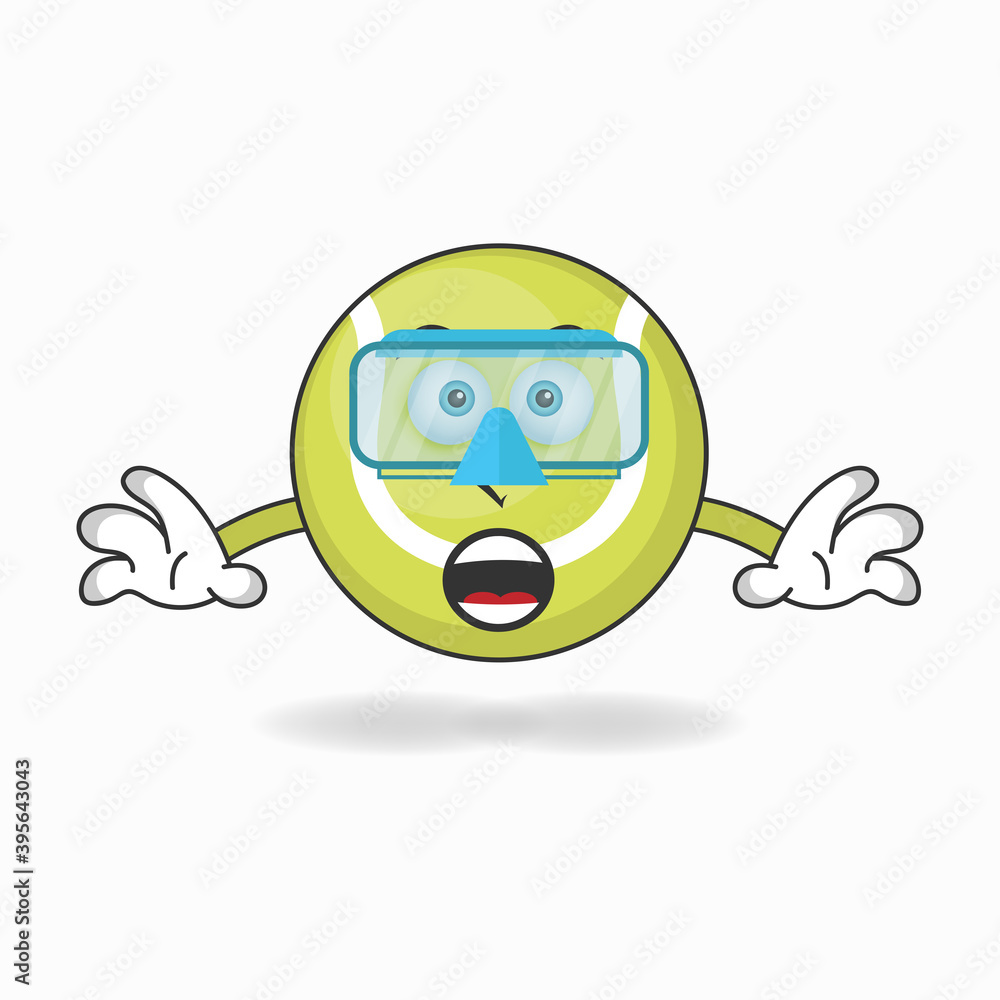 Obraz premium The Tennis ball mascot character is diving. vector illustration