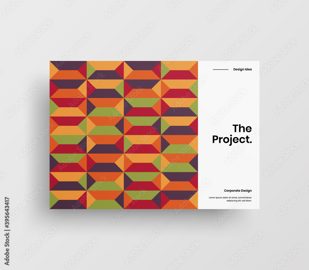 Fototapeta premium Creative business abstract horizontal front page vector mock up. Corporate geometric report cover illustration design layout. Company identity brochure template.