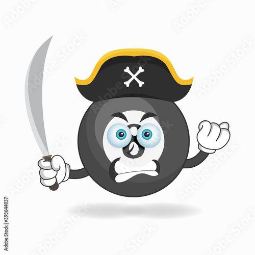 The Billiard ball mascot character becomes a pirate. vector illustration
