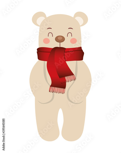 christmas bear icon with a scarf