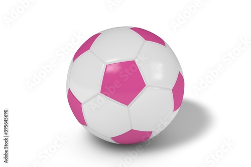 Pink and white soccer ball on a white background. 3d illustration.