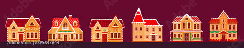 Set of gingerbread houses