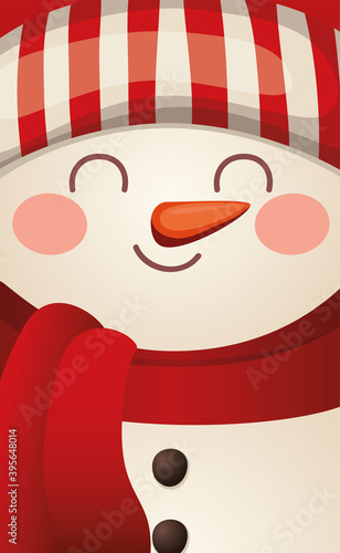 christmas snowman with a scarf and a hat