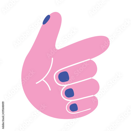 sticker of one hand over white background