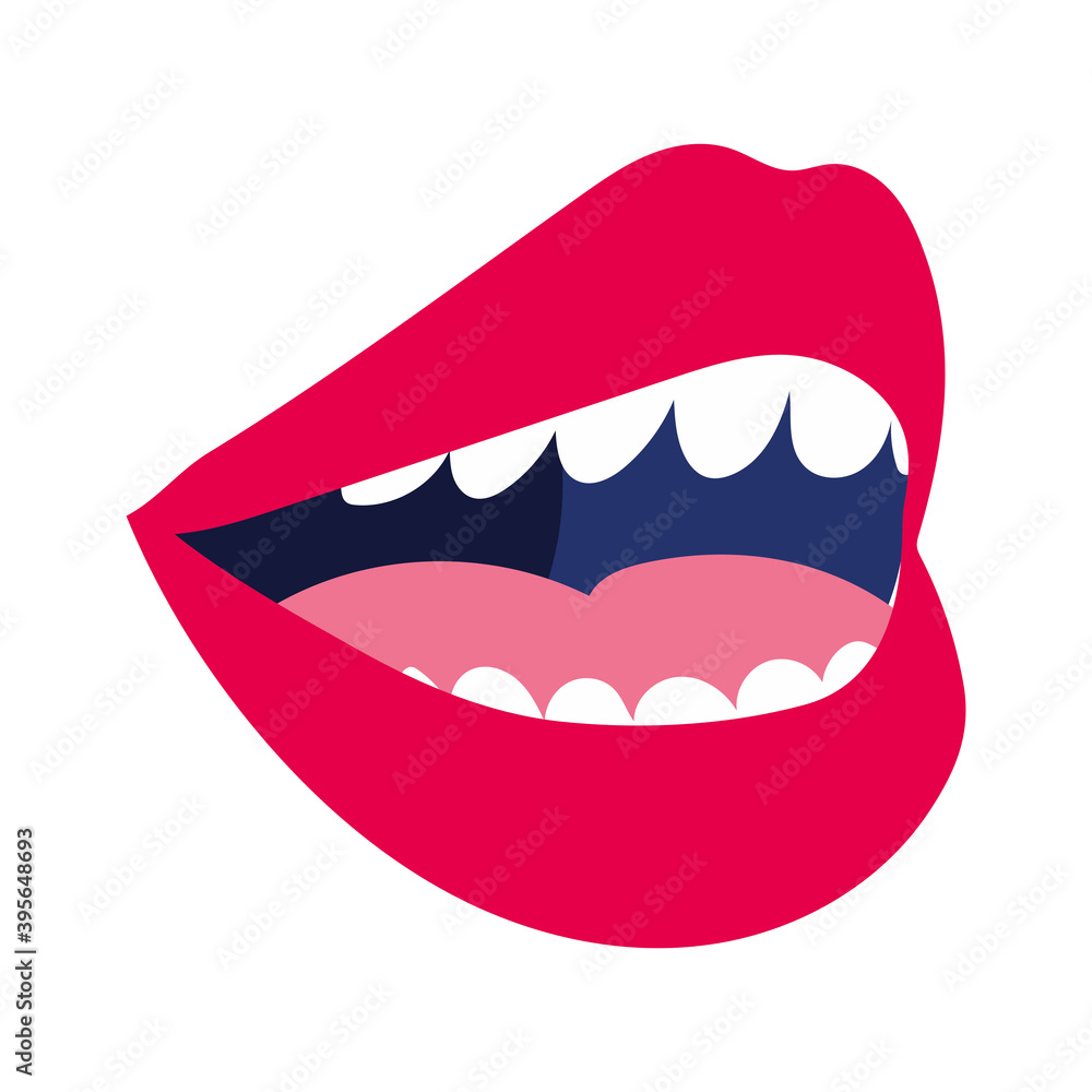 sticker of mouth and red lips on white background sticker of mouth and red lips on white background