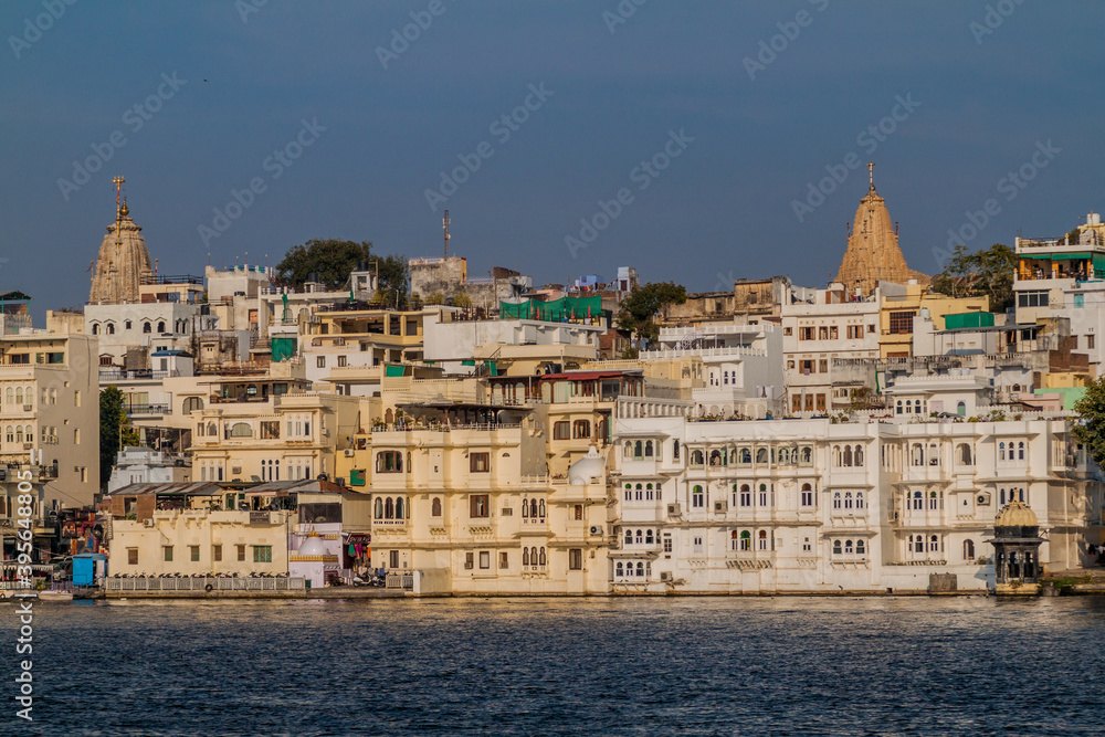 Historical buildings at the Lal Ghat in Udaipur, Rajasthan state, India
