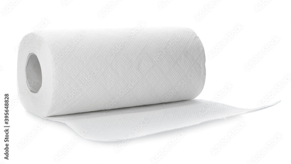 Fototapeta premium Roll of paper tissues isolated on white