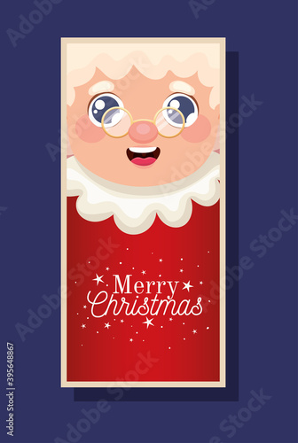 Mrs santa claus with merry christmas lettering