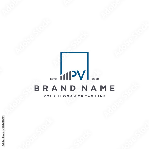 letter PV square logo finance design vector