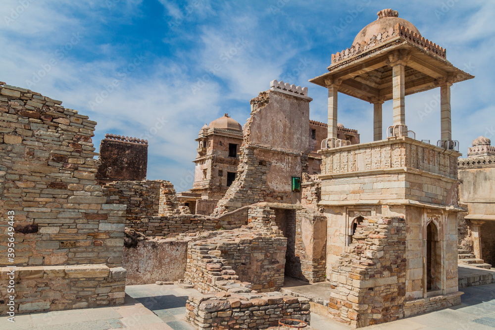 Ruins of  Kumbha Palace at Chittor Fort in Chittorgarh, Rajasthan state, India