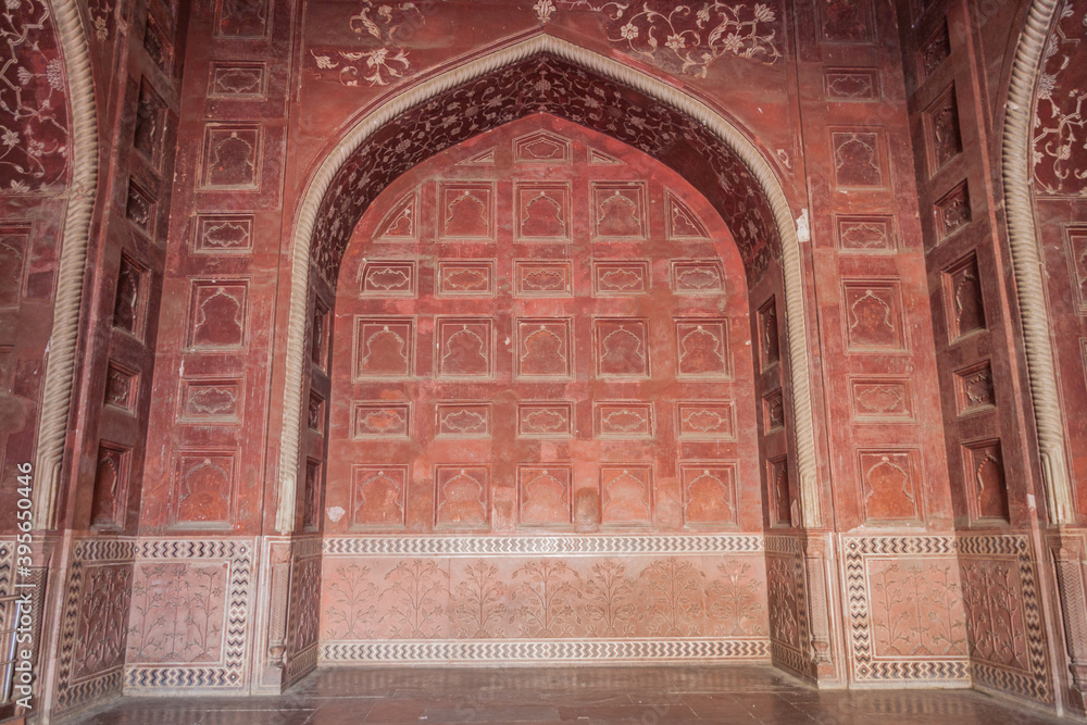 Detail of Mihman Khana building at Taj Mahal complex in Agra, India