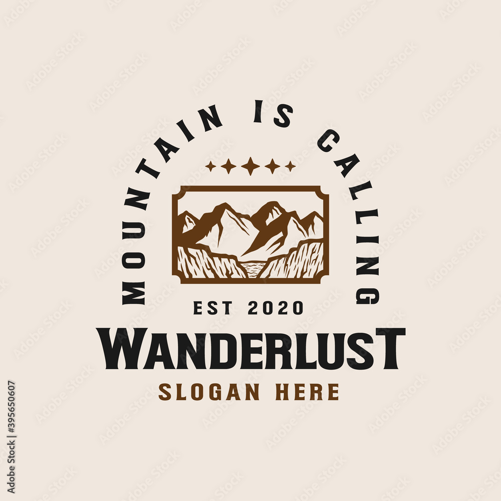 Mountain adventure lineart logo template Mountain adventure lineart logo template