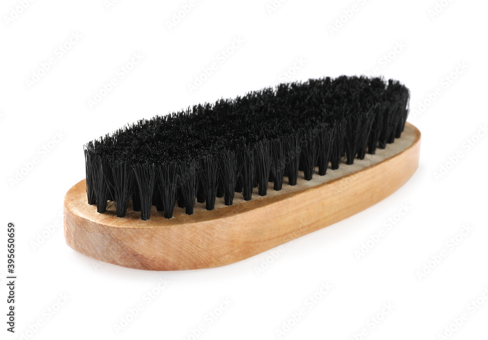 Shoe brush isolated on white. Footwear care item Shoe brush isolated on white. Footwear care item