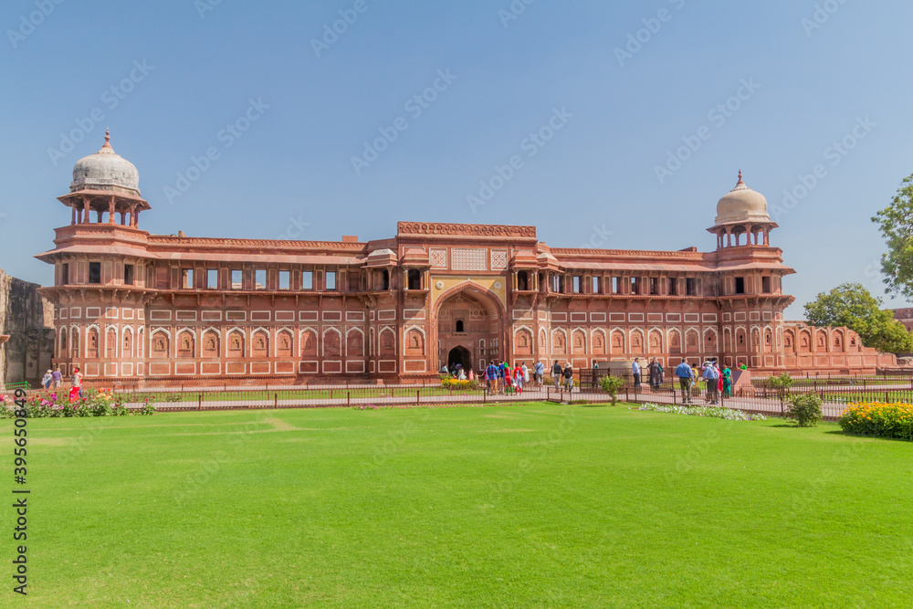 AGRA, INDIA - FEBRUARY 20, 2017: Jahangir Palace at Agra Fort, Uttar Pradesh state, India