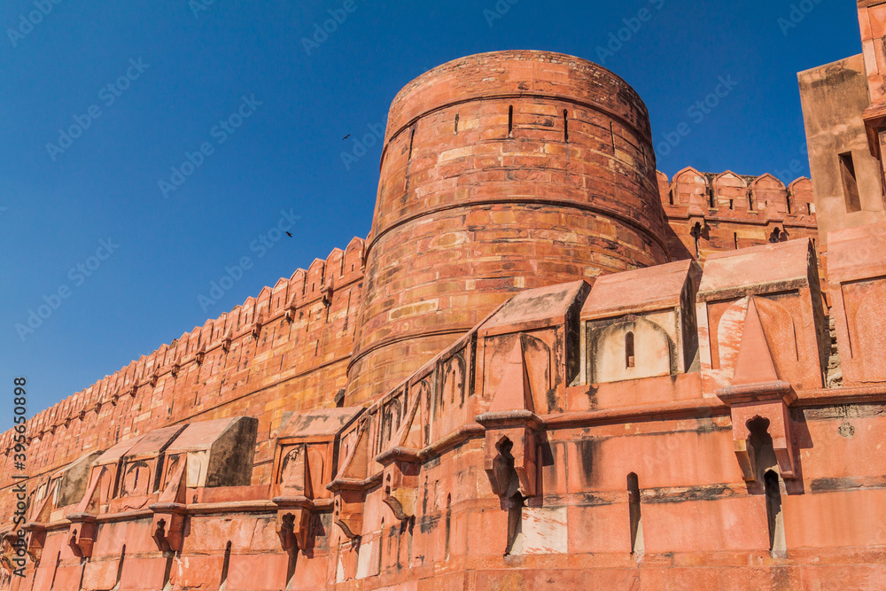Walls of Agra Fort, Uttar Pradesh state, India