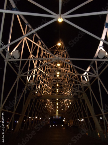 A bridge at night.