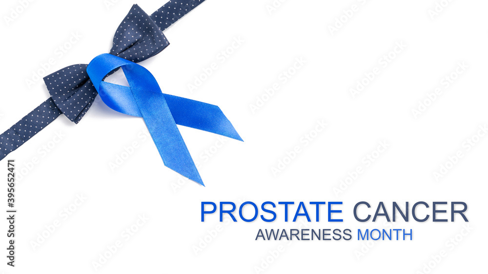 Blue ribbon cancer. Awareness prostate cancer of men health in November. Blue ribbon, fashion bowtie isolated on white background. Symbol of oncology affected man. Copy space. Blue ribbon cancer. Awareness prostate cancer of men health in November. Blue ribbon, fashion bowtie isolated on white background. Symbol of oncology affected man. Copy space.