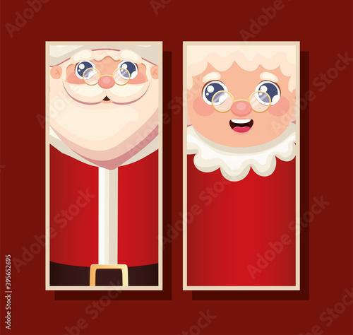 set of christmas frames in crimson background