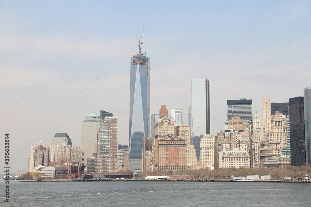 Hudson River overlooking New York's skyscrapers. Hudson River overlooking New York's skyscrapers.