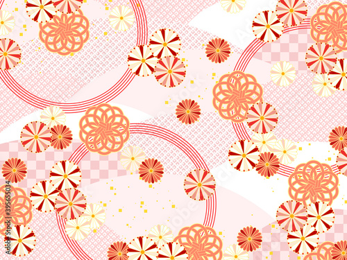 可愛い花の和柄の背景素材